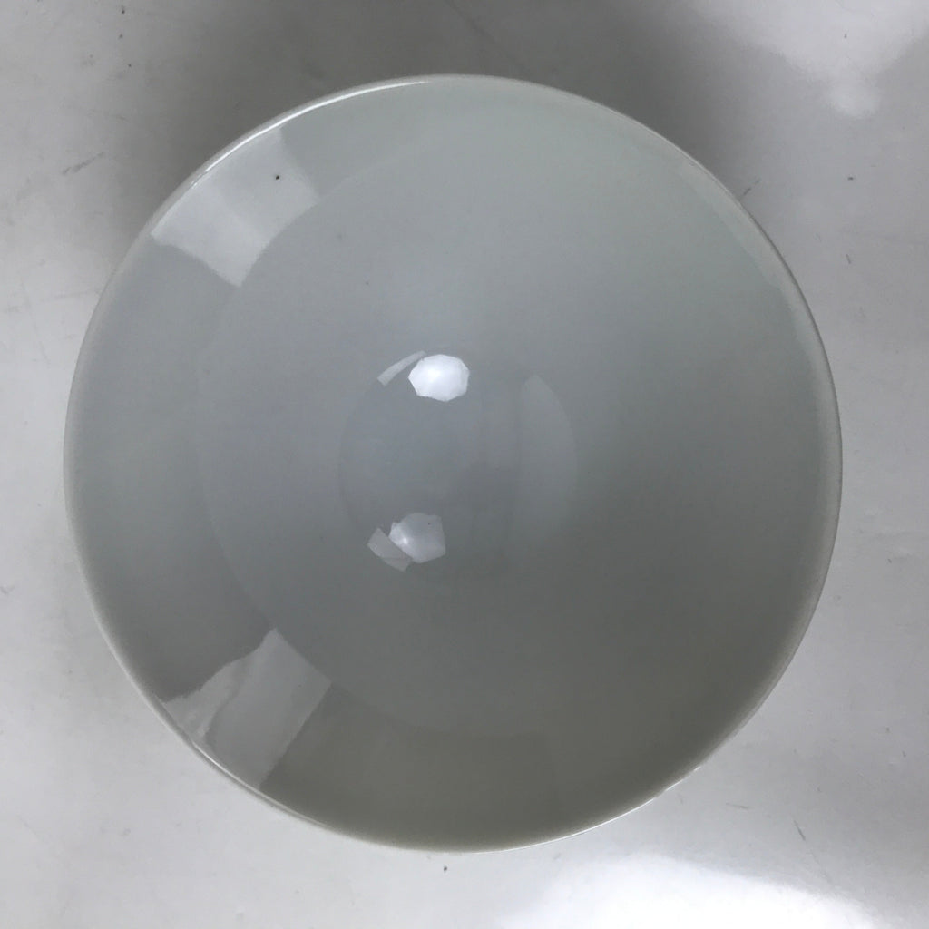 Japanese Porcelain Rice Bowl Owan Vtg Kobachi White Bamboo Leaf Line Stream Y271