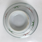 Japanese Porcelain Rice Bowl Owan Vtg Kobachi White Bamboo Leaf Line Stream Y271