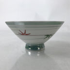 Japanese Porcelain Rice Bowl Owan Vtg Kobachi White Bamboo Leaf Line Stream Y272