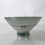 Japanese Porcelain Rice Bowl Owan Vtg Kobachi White Bamboo Leaf Line Stream Y272
