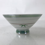 Japanese Porcelain Rice Bowl Owan Vtg Kobachi White Bamboo Leaf Line Stream Y273