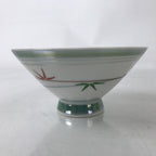 Japanese Porcelain Rice Bowl Owan Vtg Kobachi White Bamboo Leaf Line Stream Y273