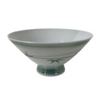 Japanese Porcelain Rice Bowl Owan Vtg Kobachi White Bamboo Leaf Line Stream Y273