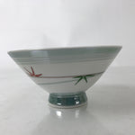 Japanese Porcelain Rice Bowl Owan Vtg Kobachi White Bamboo Leaf Line Stream Y274