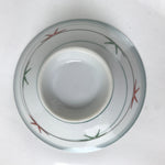 Japanese Porcelain Rice Bowl Owan Vtg Kobachi White Bamboo Leaf Line Stream Y274