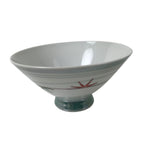 Japanese Porcelain Rice Bowl Owan Vtg Kobachi White Bamboo Leaf Line Stream Y274