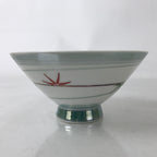 Japanese Porcelain Rice Bowl Owan Vtg Kobachi White Bamboo Leaf Line Stream Y275