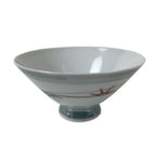 Japanese Porcelain Rice Bowl Owan Vtg Kobachi White Bamboo Leaf Line Stream Y275