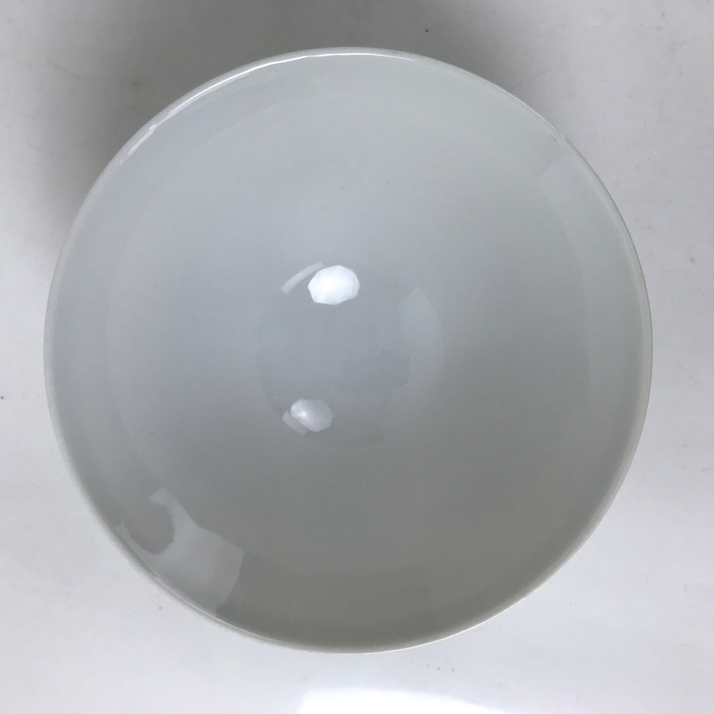 Japanese Porcelain Rice Bowl Owan Vtg Kobachi White Bamboo Leaf Line Stream Y276