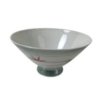 Japanese Porcelain Rice Bowl Owan Vtg Kobachi White Bamboo Leaf Line Stream Y276