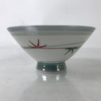 Japanese Porcelain Rice Bowl Owan Vtg Kobachi White Bamboo Leaf Line Stream Y277