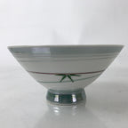 Japanese Porcelain Rice Bowl Owan Vtg Kobachi White Bamboo Leaf Line Stream Y278