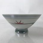 Japanese Porcelain Rice Bowl Owan Vtg Kobachi White Bamboo Leaf Line Stream Y278