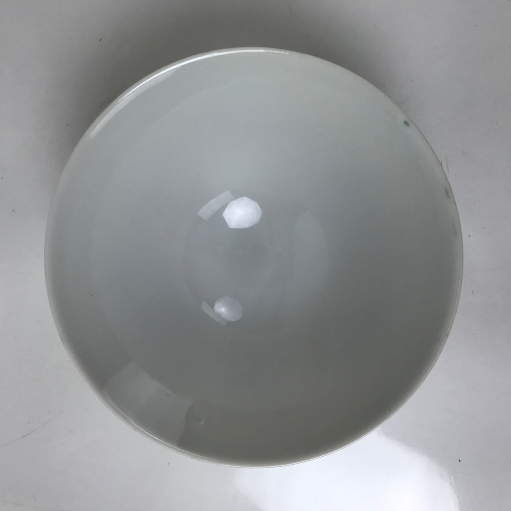 Japanese Porcelain Rice Bowl Owan Vtg Kobachi White Bamboo Leaf Line Stream Y278
