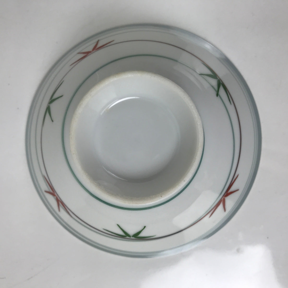 Japanese Porcelain Rice Bowl Owan Vtg Kobachi White Bamboo Leaf Line Stream Y278