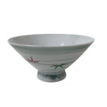 Japanese Porcelain Rice Bowl Owan Vtg Kobachi White Bamboo Leaf Line Stream Y279