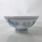 Japanese Porcelain Rice Bowl Owan Vtg Kobachi White Blue Floral Leaf Green Y265