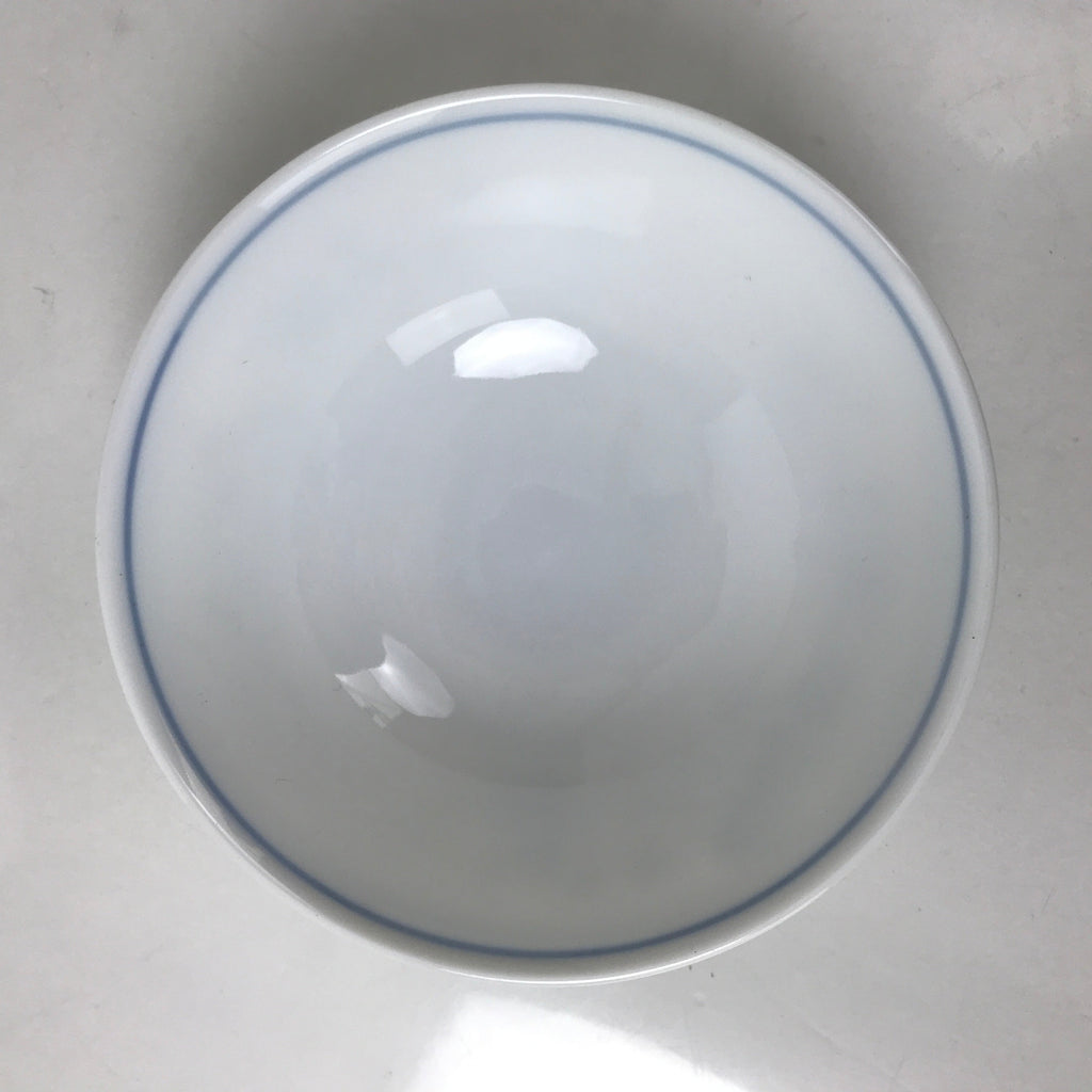 Japanese Porcelain Rice Bowl Owan Vtg Kobachi White Blue Floral Leaf Green Y265