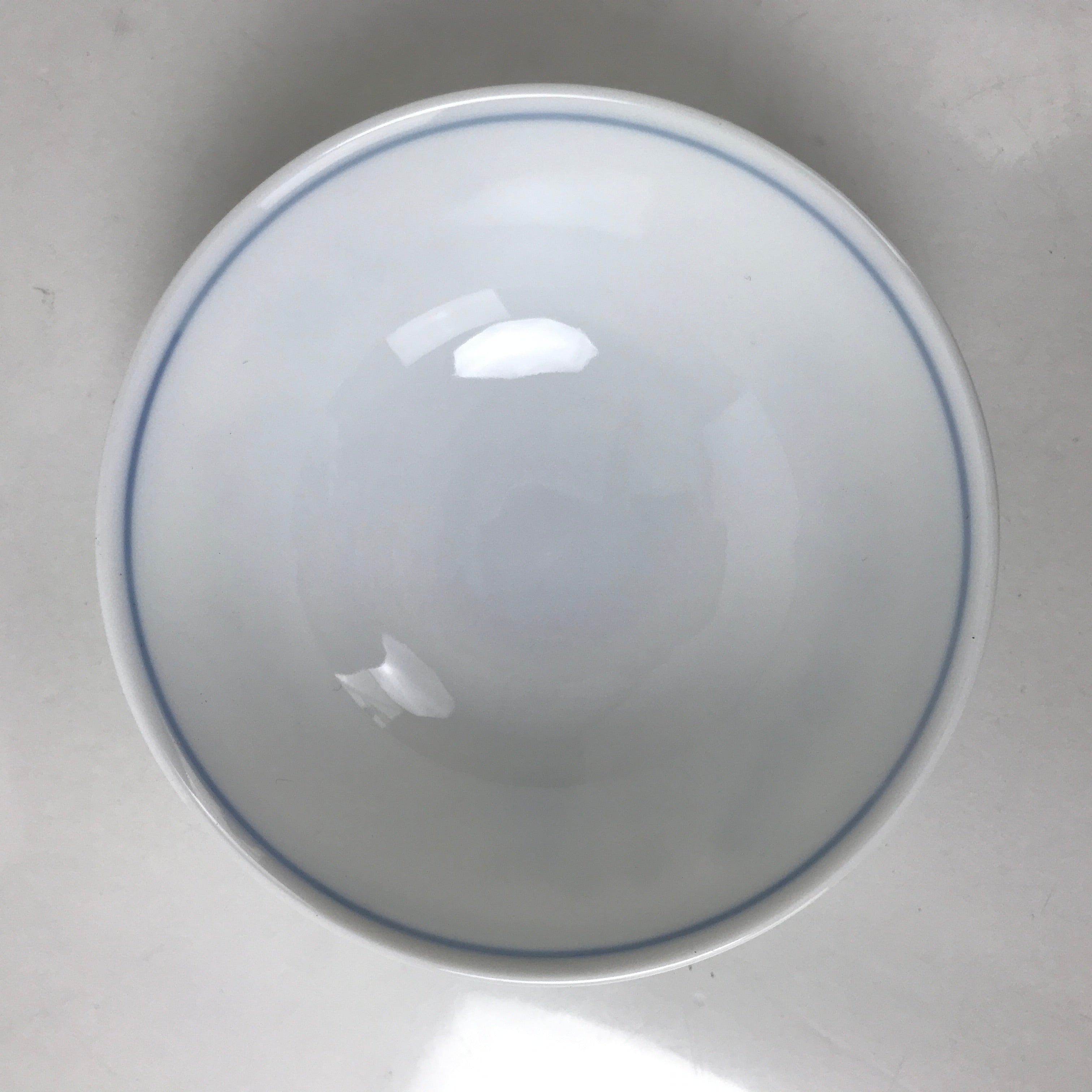 Japanese Porcelain Rice Bowl Owan Vtg Kobachi White Blue Floral Leaf Green Y265