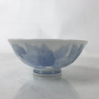 Japanese Porcelain Rice Bowl Owan Vtg Kobachi White Blue Leaf Peony Flower Y268