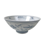 Japanese Porcelain Rice Bowl Owan Vtg Kobachi White Blue Sometsuke Plant Y267