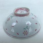 Japanese Porcelain Rice Bowl Owan Vtg Wide Textured White Pink Petal Flowers Y51