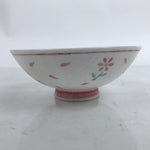 Japanese Porcelain Rice Bowl Owan Vtg Wide Textured White Pink Petal Flowers Y53