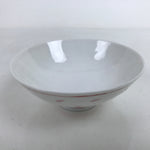 Japanese Porcelain Rice Bowl Owan Vtg Wide Textured White Pink Petal Flowers Y54