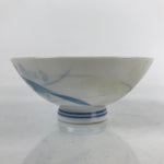 Japanese Porcelain Rice Bowl Owan Vtg Wide White Pink Blue Flower Design PY895