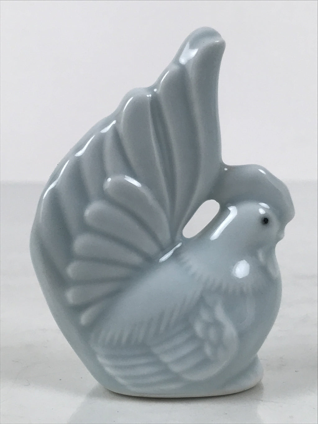 Japanese Porcelain Rooster Toothpick Holder Youjitate Zodiac Figurine Blue Y535