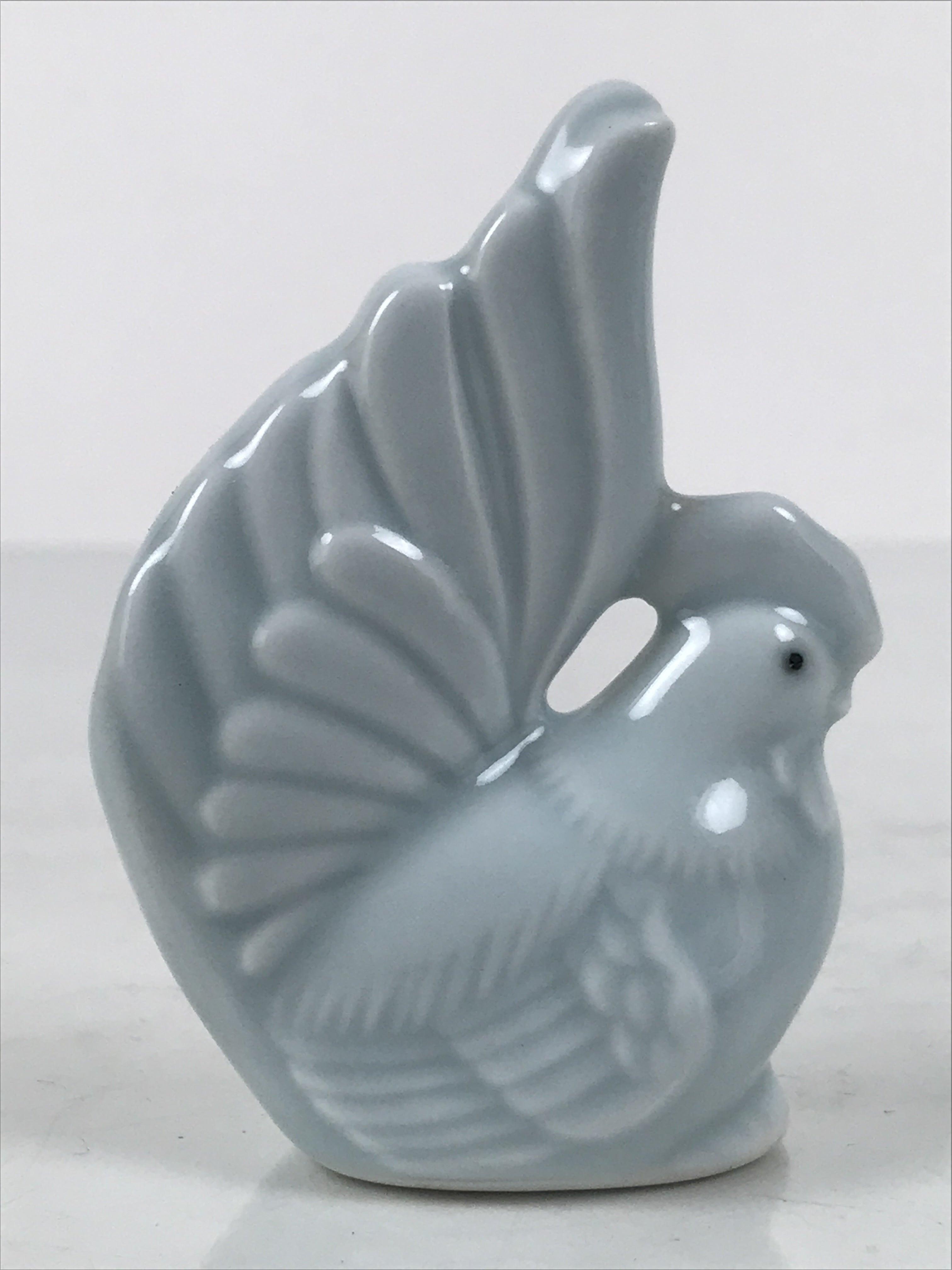 Japanese Porcelain Rooster Toothpick Holder Youjitate Zodiac Figurine Blue Y535