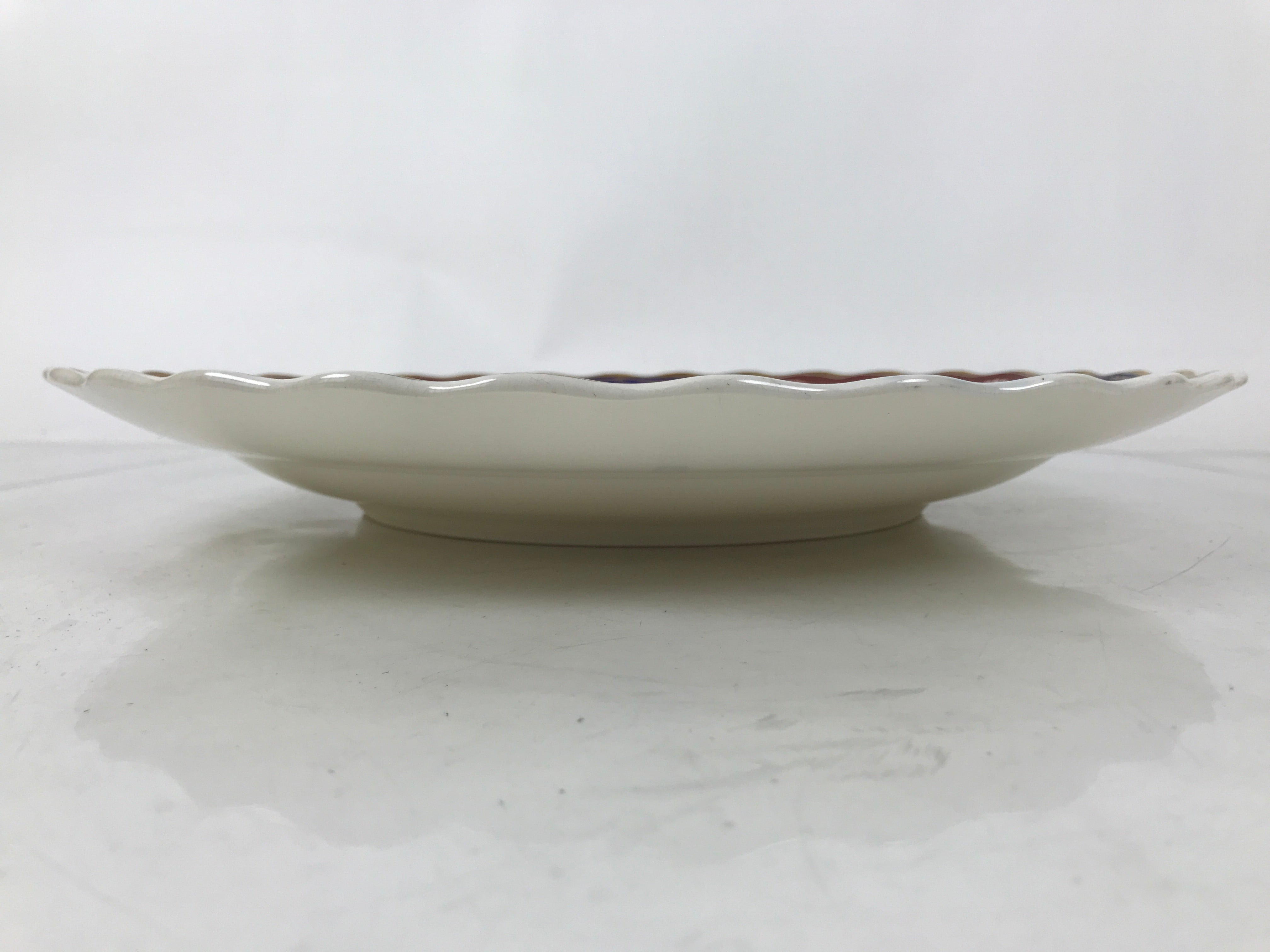 Japanese Porcelain Round Large Plate Vtg Chrysanthemum Carp Fish Red Blue PX774