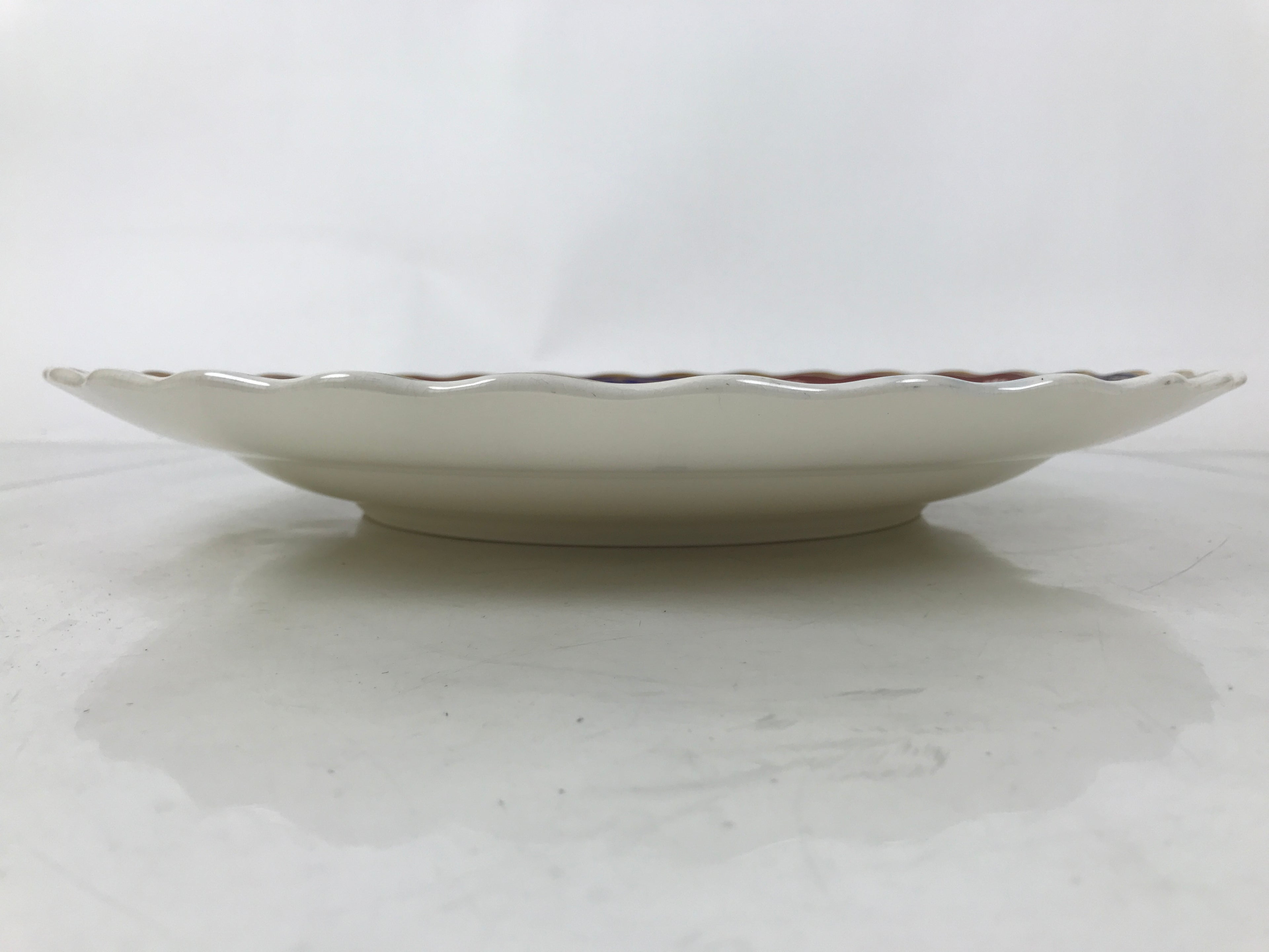 Japanese Porcelain Round Large Plate Vtg Chrysanthemum Carp Fish Red Blue PX774