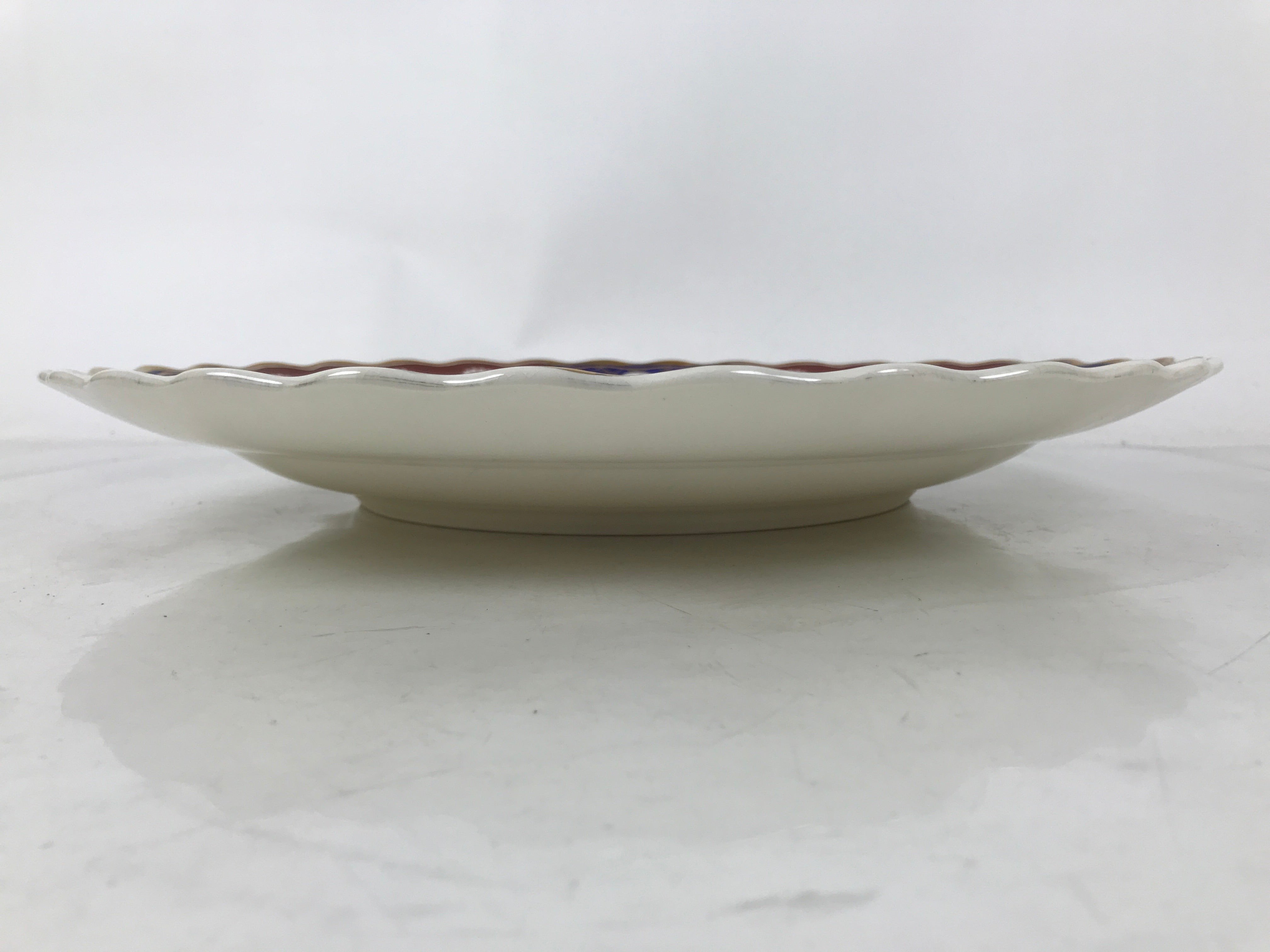 Japanese Porcelain Round Large Plate Vtg Chrysanthemum Carp Fish Red Blue PX774