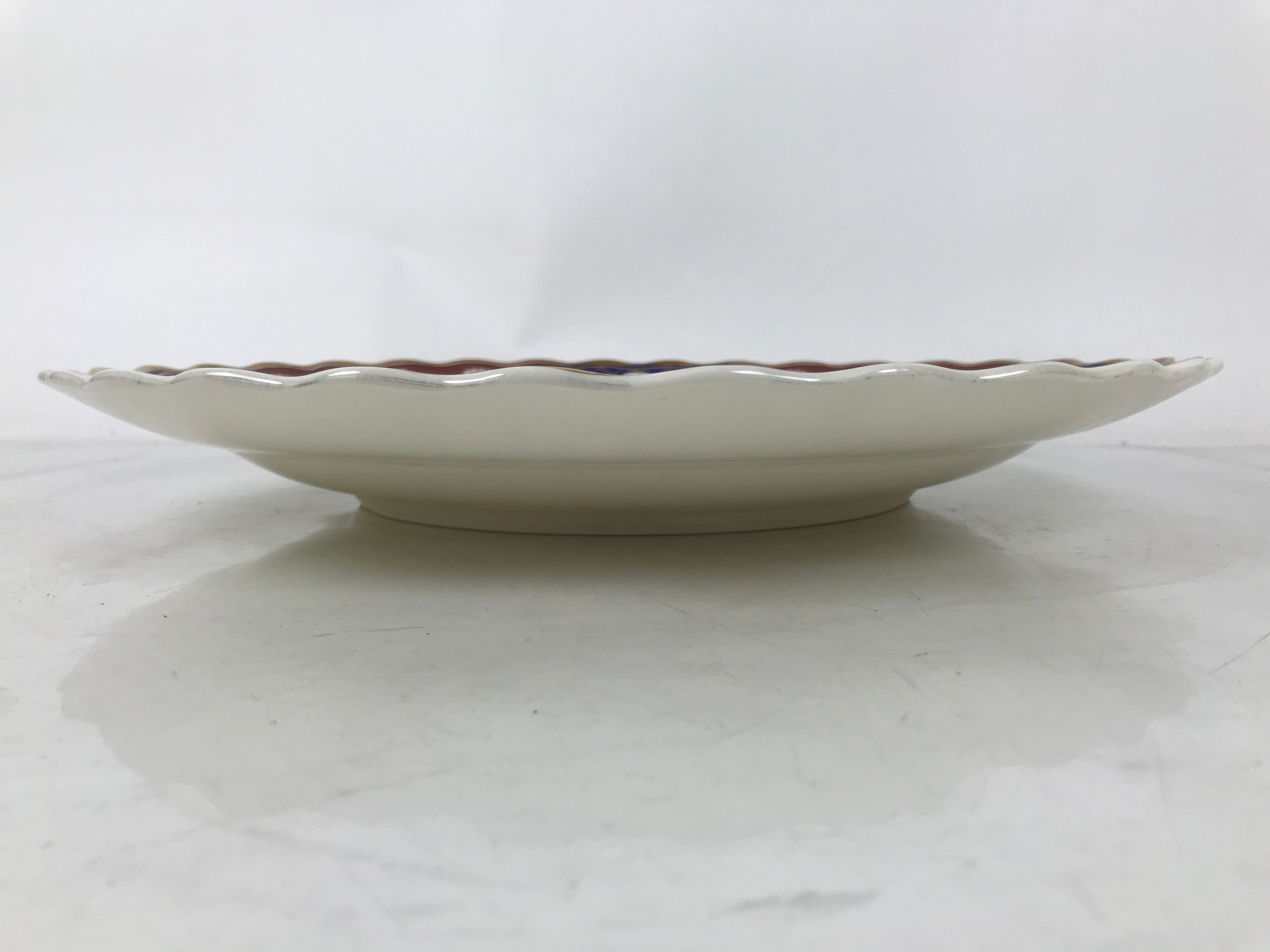 Japanese Porcelain Round Large Plate Vtg Chrysanthemum Carp Fish Red Blue PX774