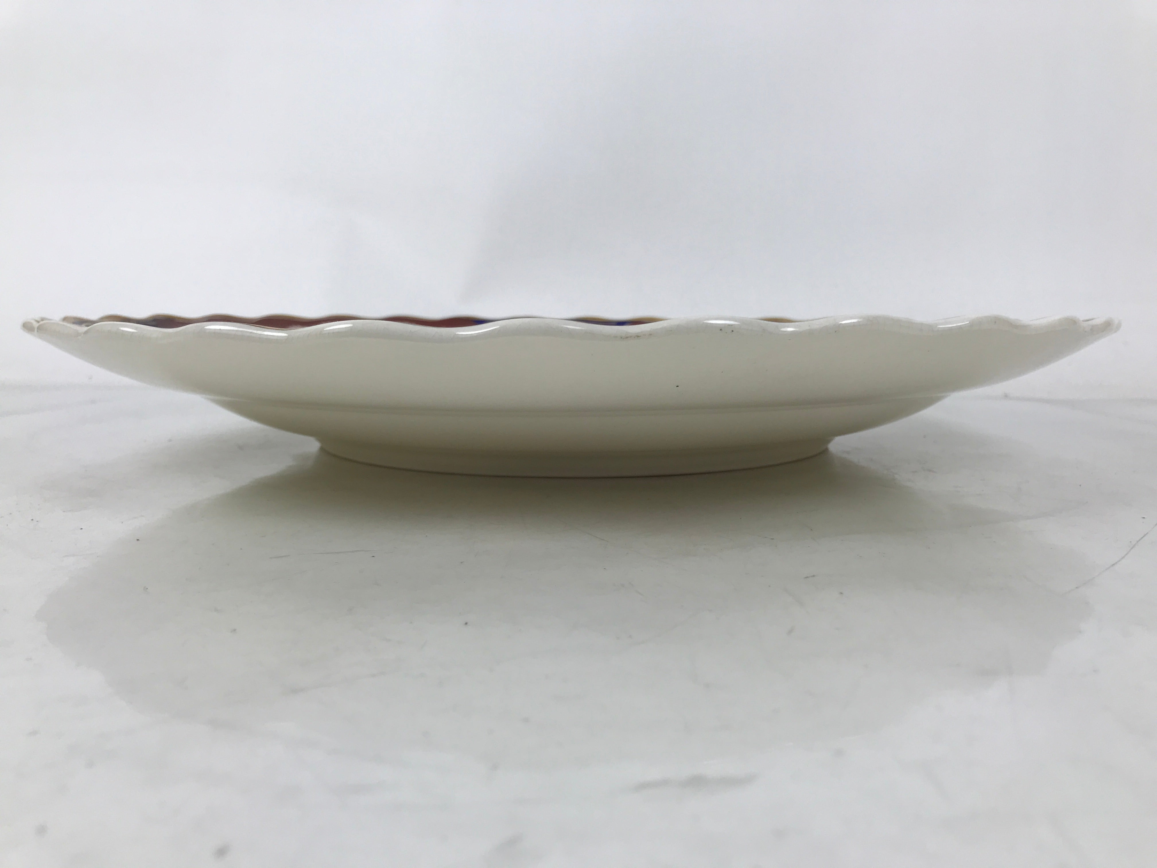 Japanese Porcelain Round Large Plate Vtg Chrysanthemum Carp Fish Red Blue PX774