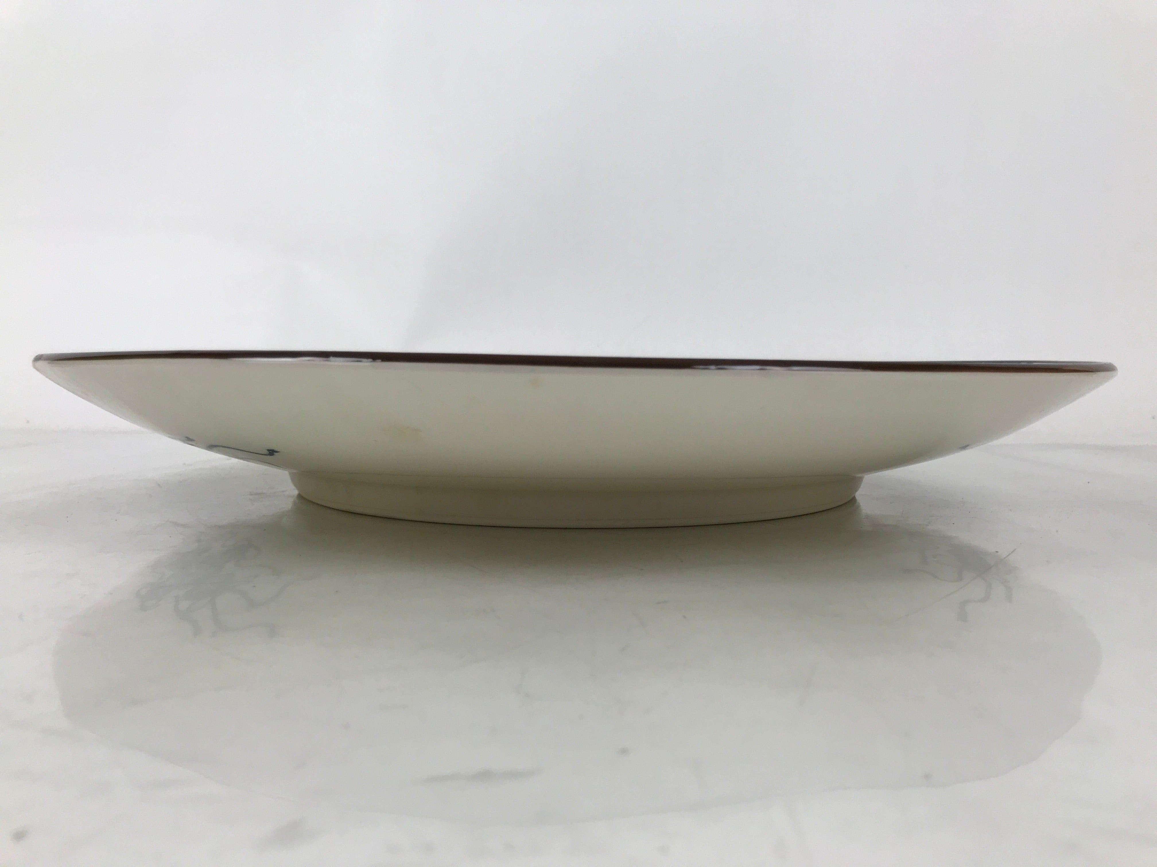 Japanese Porcelain Round Large Plate Vtg Chrysanthemum Carp Koi Fish Blue PX775