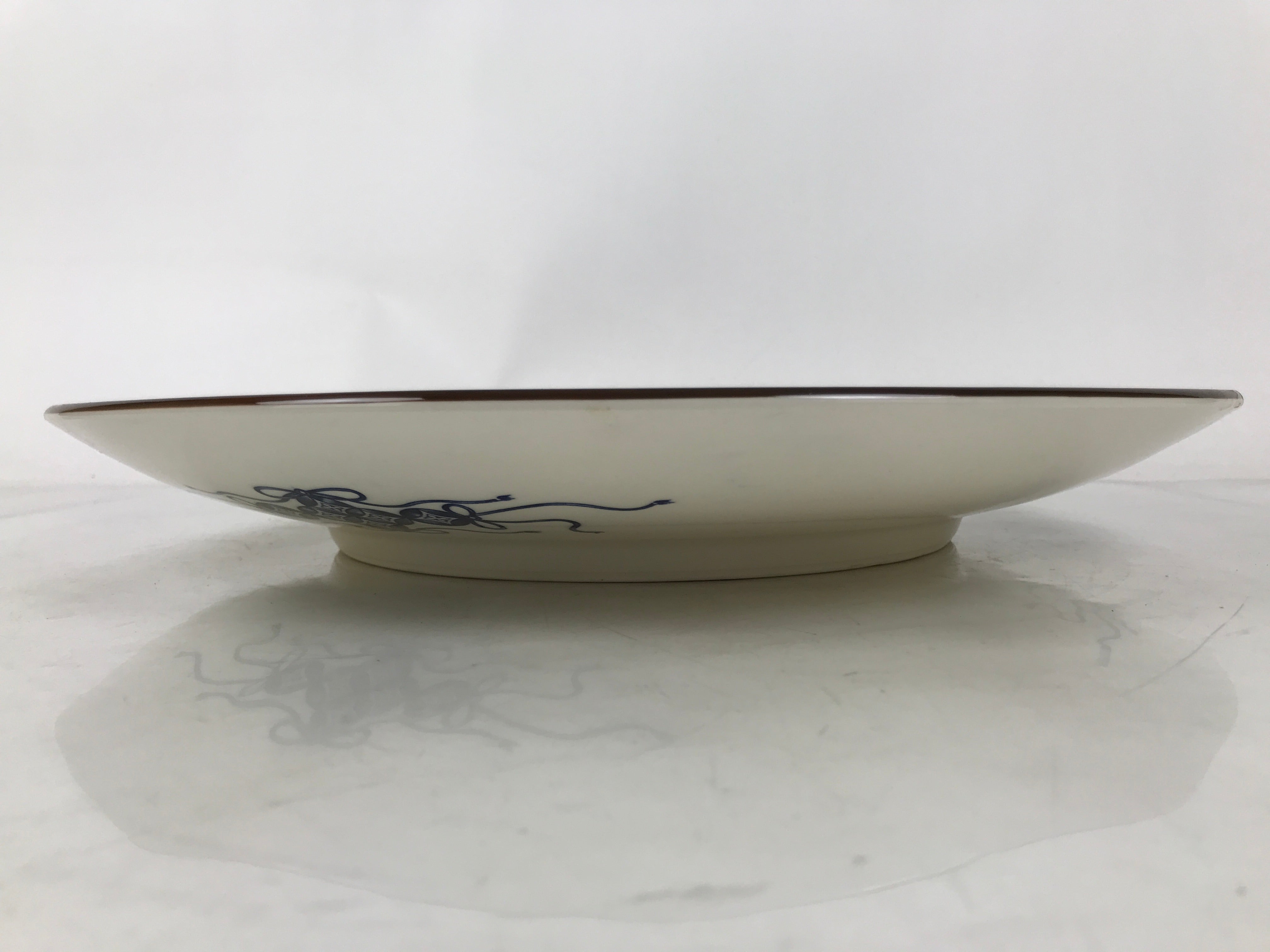 Japanese Porcelain Round Large Plate Vtg Chrysanthemum Carp Koi Fish Blue PX775