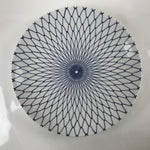 Japanese Porcelain Round Large Plate Vtg Mesh Net Ami Pattern White Blue PY753