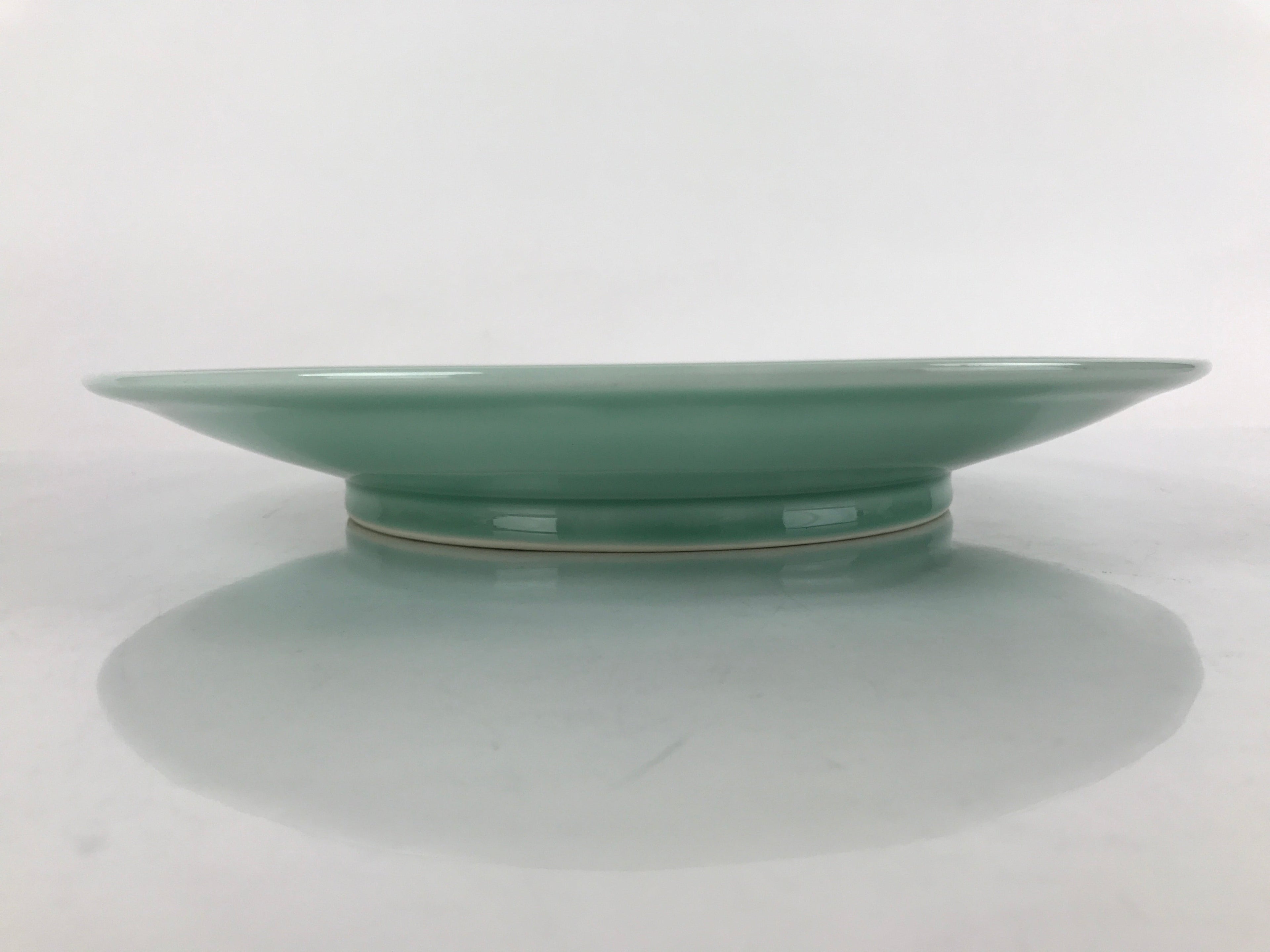 Japanese Porcelain Round Large Plate Vtg Ozara Simple Celadon Green PY754
