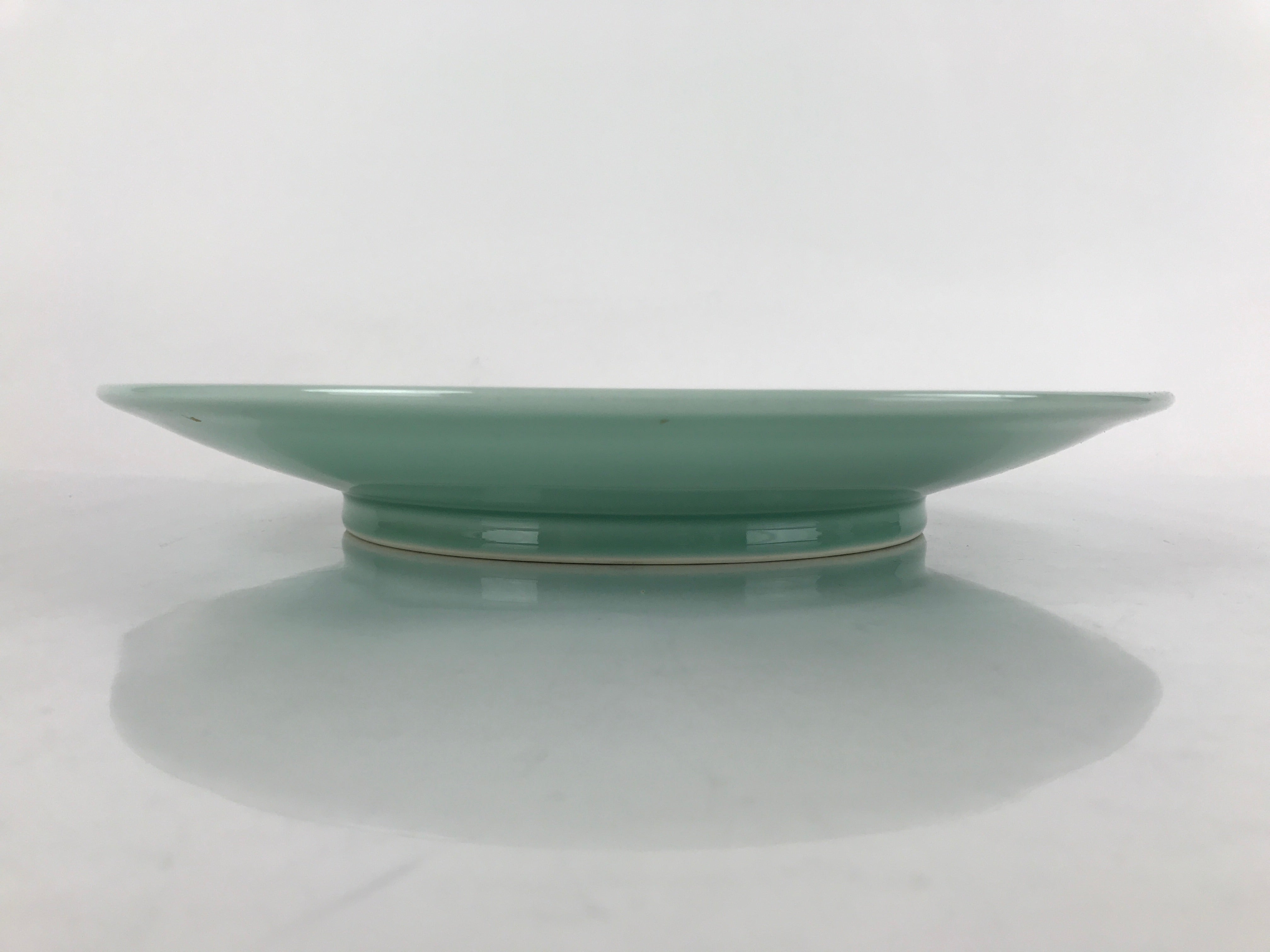 Japanese Porcelain Round Large Plate Vtg Ozara Simple Celadon Green PY754