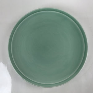 Japanese Porcelain Round Large Plate Vtg Ozara Simple Celadon Green PY754