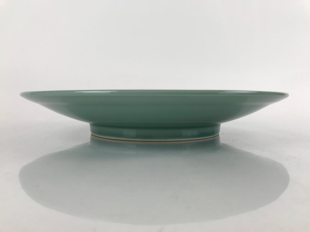 Japanese Porcelain Round Large Plate Vtg Ozara Simple Celadon Green PY755