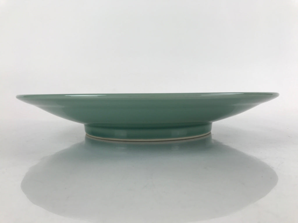 Japanese Porcelain Round Large Plate Vtg Ozara Simple Celadon Green PY755