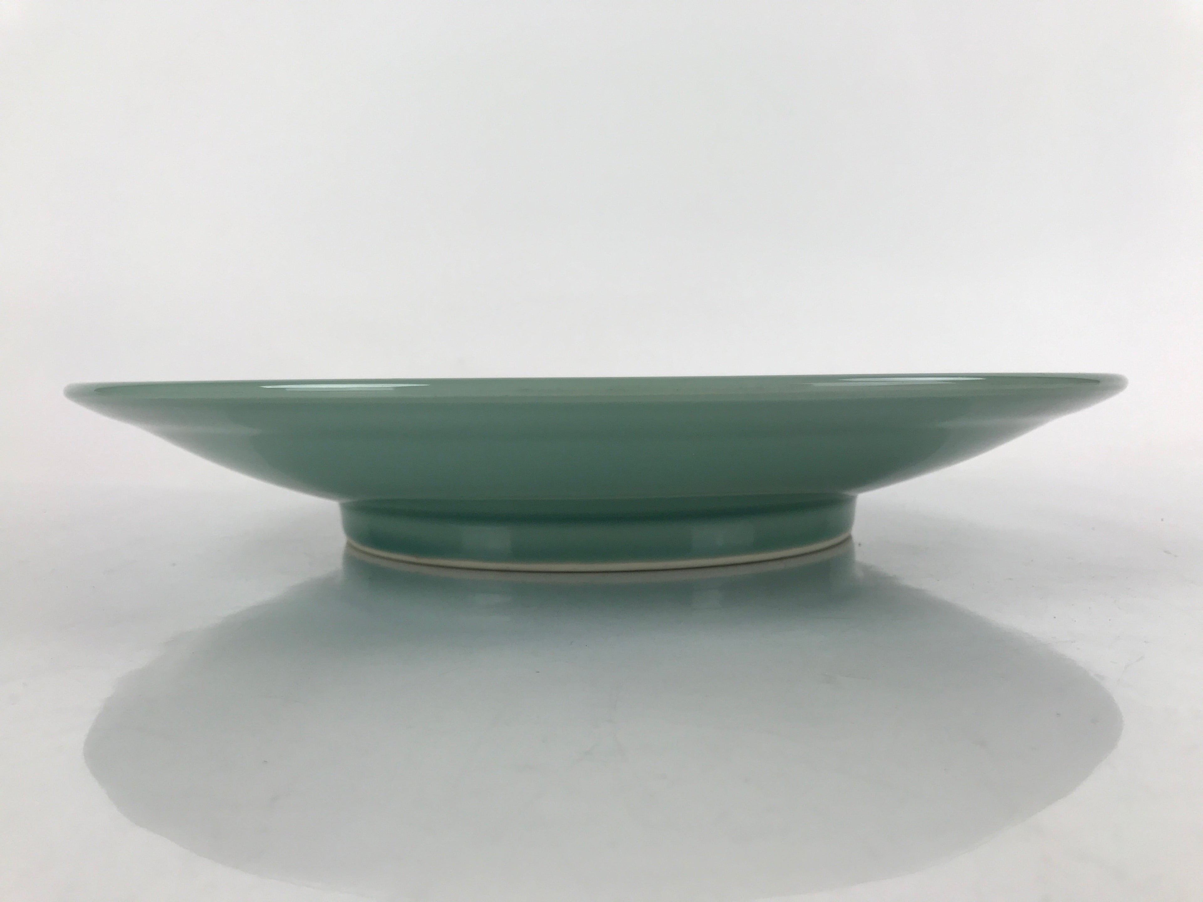 Japanese Porcelain Round Large Plate Vtg Ozara Simple Celadon Green PY755