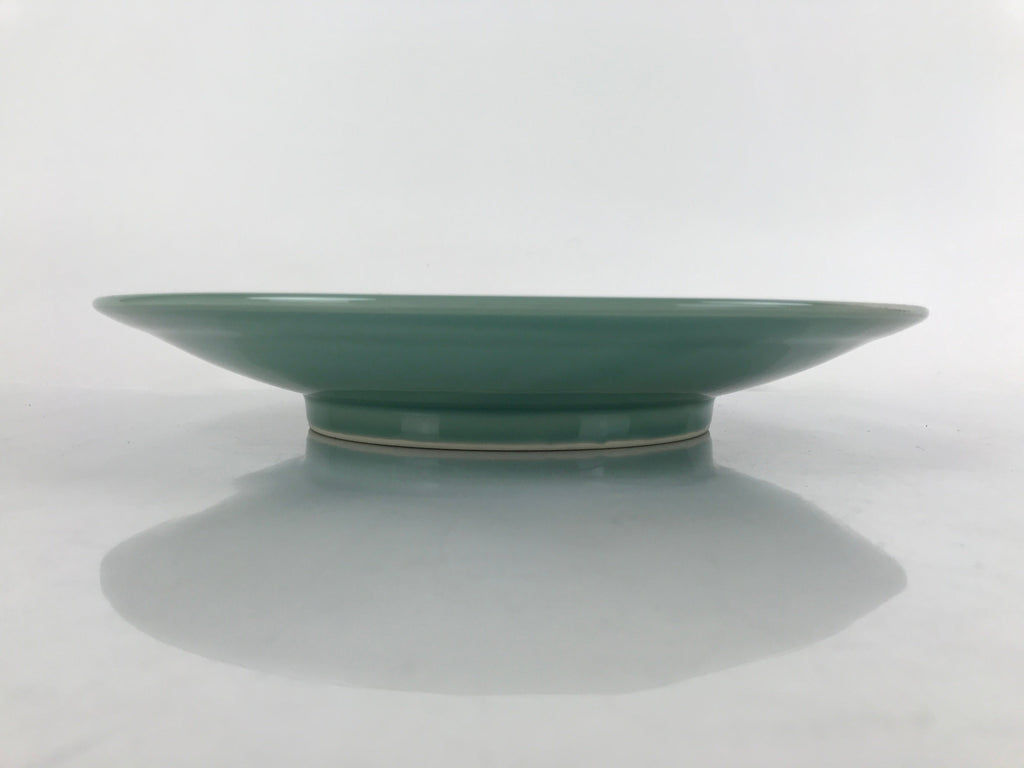 Japanese Porcelain Round Large Plate Vtg Ozara Simple Celadon Green PY755
