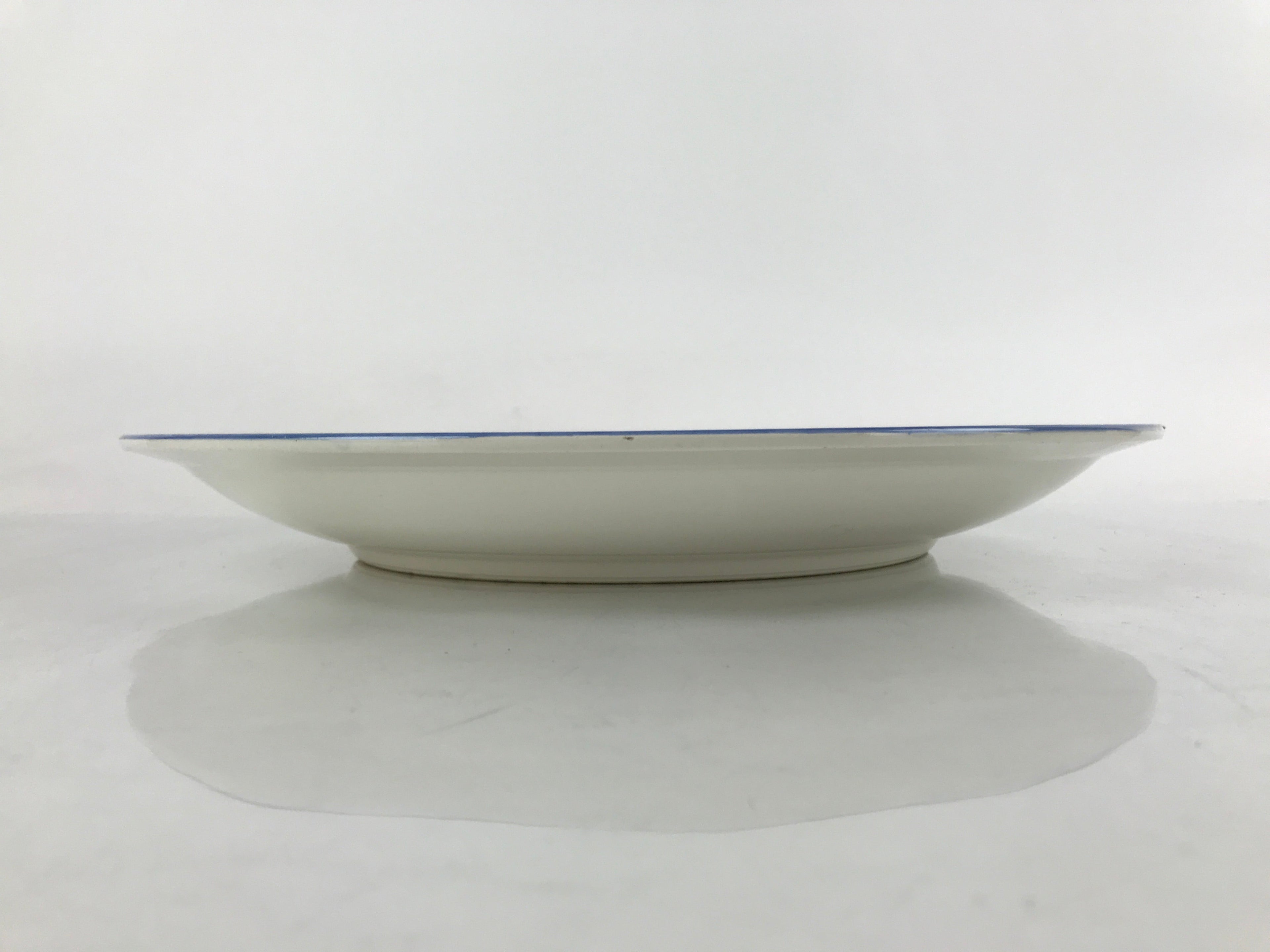 Japanese Porcelain Round Large Plate Vtg Pine Mountain Scenery White Blue PY751