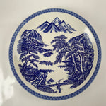 Japanese Porcelain Round Large Plate Vtg Pine Mountain Scenery White Blue PY751