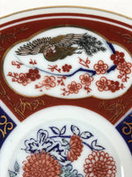 Japanese Porcelain Round Small Plate Vtg Kutani Imari Floral Red Blue Gold PY618