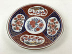 Japanese Porcelain Round Small Plate Vtg Kutani Imari Floral Red Blue Gold PY619